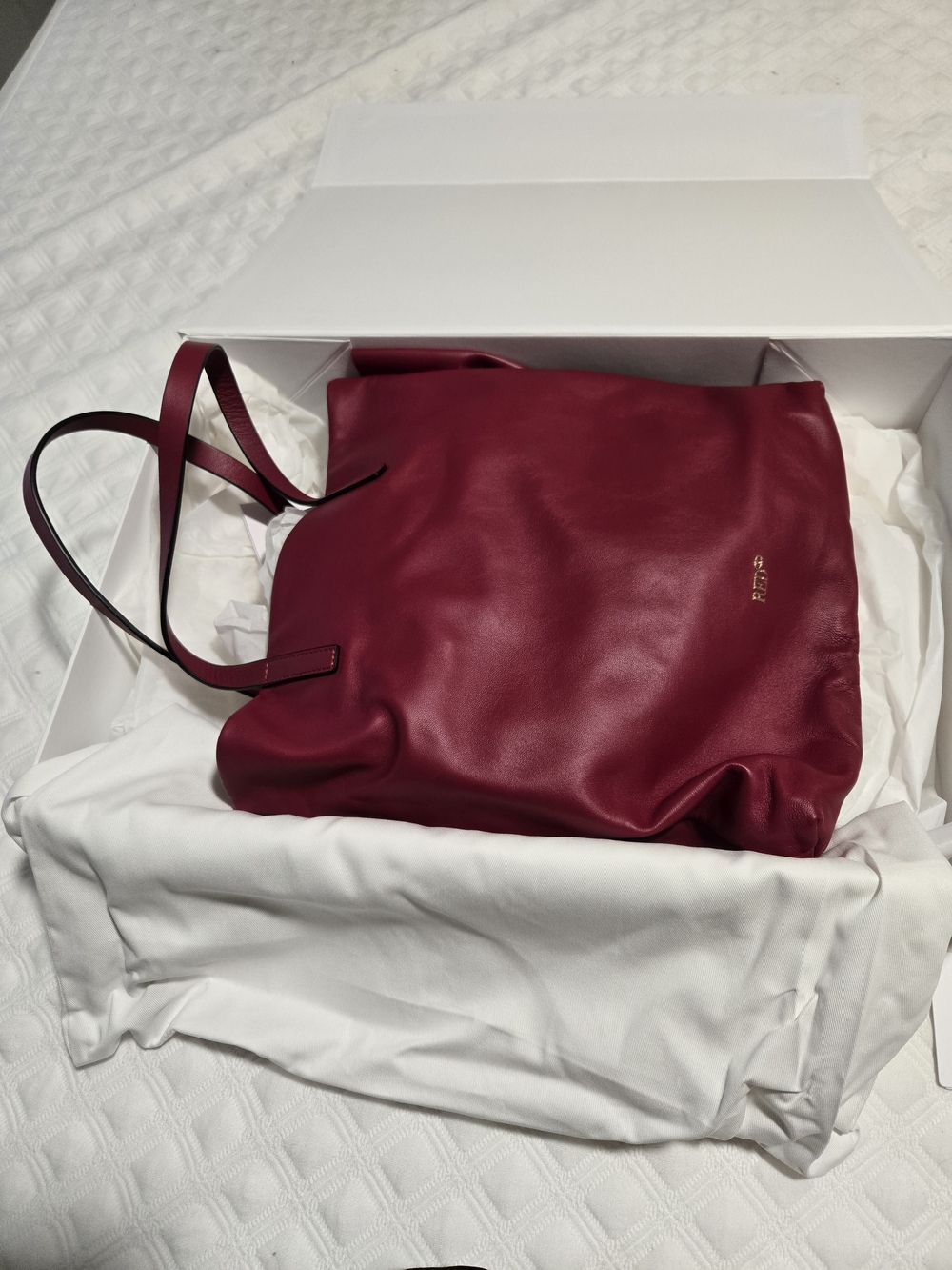 Valentino Bow-Accent Burgundy Leather Tote - Picture 4 of 5